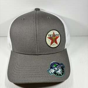 BK Caps Texaco Vintage Sign Logo Grey and White Mesh Trucker Hat